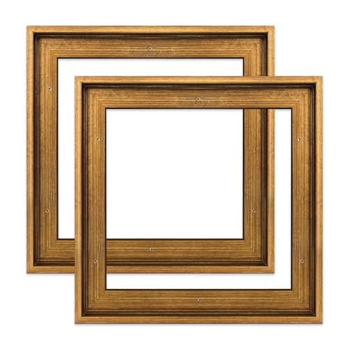 Canvas Floater Frame for 8x8 Prints or Oil Paintings, 2 Pack 0.9" Deep Classical Floating Frame for Stretched Canvas Art, Home Office Gallery Wall Decor, Horizontal or Vertical Display (Gold) - color: Vintage Gold, size: 8x8"