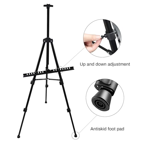 RRFTOK Artist Easel Stand,Metal Tripod Adjustable Easel for Painting Canvases Height from 21" to 66" with Reinforced Triangle,Carry Bag for Table-Top/Floor Drawing and Didplaying(3pack). - style: 66BL 3-pack