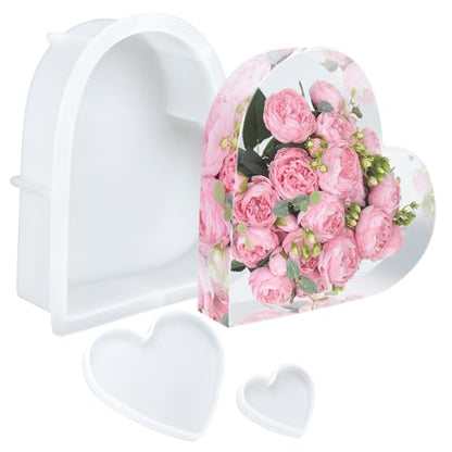 KISREL Large Heart Resin Mold, Heart Shaped Silicone Molds for Epoxy Resin, Large Molds for Flower Preservation, Deep Pour Mold for Furniture Decoration, DIY Wedding Bouquets, Valentine's Day Gifts - size: Heart Resin Molds