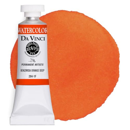 DA VINCI PAINTS Professional Artist Watercolor Paint, Benzimida Orange Deep, 15mL - color: Benzimida Orange Deep, style: 15mL