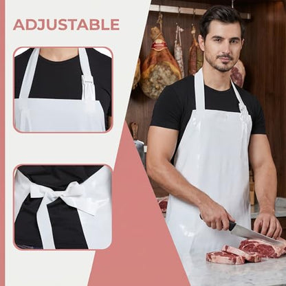 Nanxson TPU Waterproof Apron Lightweight Work Apron with Adjustable Buckle | Liquid Resistant,Neck buckle design,Easy to clean,Unisex,Butcher Apron for Dishwashing Grooming,Halloween - color: White