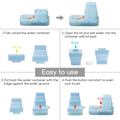 MEEDEN Portable Paint Brush Cleaner: Paint Brush Rinser with Drain for Acrylic, Watercolor & Water-Based Paints - 5-Slot Silicone Brush Washer & Holder, Blue - color: Blue