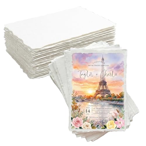 ANSSDO 60 Sheets Deckled Edge Handmade Watercolor Paper 2x3.5 Inch | 300 GSM/140lb Thick Cotton Textured Handmade Paper for Watercolors, Wedding Invitations or Table Tent Cards - size: 2 x 3.5