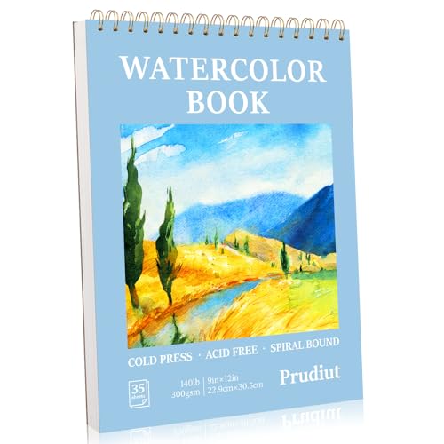 35 Sheets Watercolor Paper Pad 9x12 Inch, 140 lb/300 GSM Cold Press Water Color Paper Spiral Bound Watercolor Sketchbook Easter Gifts for Art Painting, Journal, Drawing, Mixed Media - size: 9x12 Inch