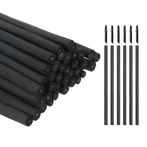MECCANIXITY 50Pcs Willow Charcoal Sticks, 4-5mm Willow Charcoal Pencils Soft Sketch Vine Art Supplies Set for Drawing Sketching Shading Painting Artists Beginners