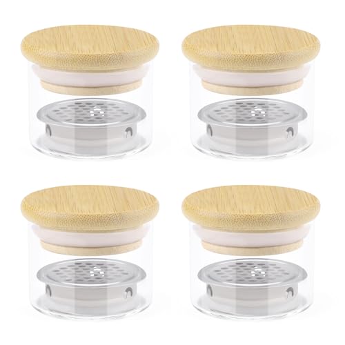 4 Pack Acrylic Nail Brush Cleaner Dappen Dish with Lid, Mesh Layered Nail Art Brush Monomer Liquid Wash Cup Glass Removal Jar for Sequins Glitter Powder, 1.5in High - color: 1.5in High