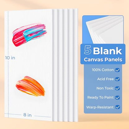 Nicpro Acrylic Paint Canvas Set for Adults, 46PCS Art Painting Supplies Kit with 24 Acrylic Paints(36ML), Table Wood Easel, 5 Canvas Panels, 12 Brushes, Paper Pad, Palette for Artist Beginner Students - color: 24 colors