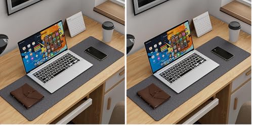 K KNODEL Felt Desk Mat, Large Desk Pad Protector, Office Computer Desk Mat for Keyboard, Non-Slip Mouse Pad (Dark Gray, 31.5"x11.8") (Pack of 2) - size: 31.5" x 11.8" (Pack of 2)