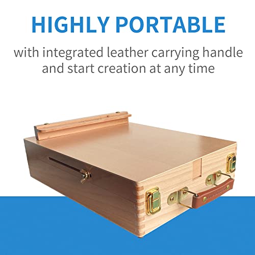 Falling in Art Wooden Tabletop Easel, Beech Wood Sketchbox Desktop Easel for Painting, Portable Art Drawing Easel for Beginners and Professionals - style: Tabletop Easel