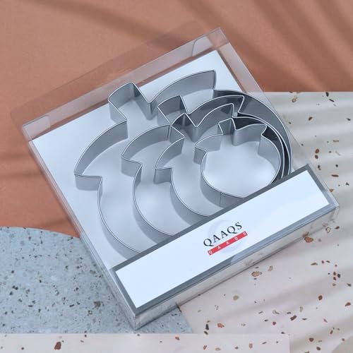 Peach Cookie Cutter Set - 5 inch, 4 inch, 3 inch, 2 inch - 4 Piece Fruit Cookie Cutters Shapes Biscuit Fondant Clay Molds - Stainless Steel
