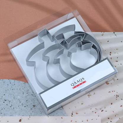 Peach Cookie Cutter Set - 5 inch, 4 inch, 3 inch, 2 inch - 4 Piece Fruit Cookie Cutters Shapes Biscuit Fondant Clay Molds - Stainless Steel