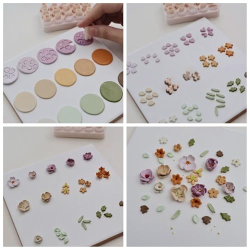 Mini Polymer Clay Cutters 15 Shapes Flower Petal Leaf Shapes Cutters for Earrings Making