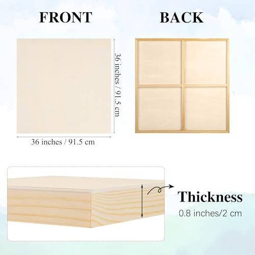 Aodaer 4 Pack Wood Panels 36 x 36 Inch Wooden Panels Canvas Unfinished Craft Wood Boards Panel for Art Crafts Acrylic and Oil Painting Pouring DIY Projects - size: 36 x 36 Inch
