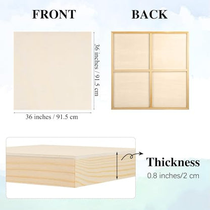 Aodaer 4 Pack Wood Panels 36 x 36 Inch Wooden Panels Canvas Unfinished Craft Wood Boards Panel for Art Crafts Acrylic and Oil Painting Pouring DIY Projects - size: 36 x 36 Inch
