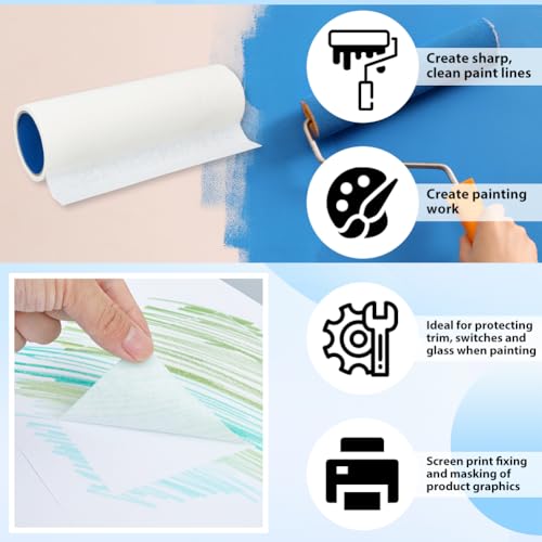 OLYCRAFT 21.9 Yards Textured Paper Tape 12 Inch Wide Painters Tapes Tape Textured Paper for Painting Masking Frisket Tracing Frisket White Adhesive Painting Tapes for Artists and DIY Projects - size: 12 Inch