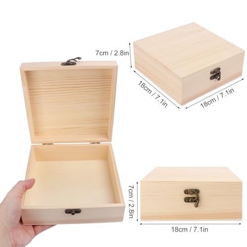 GNIEMCKIN 6 Pack Wooden Box, Unfinished Unpainted Wood Boxes for Crafts, DIY Projects, and Jewelry Storage (7x7x3 inch) - size: 6 Pack (7x7x3 inch)