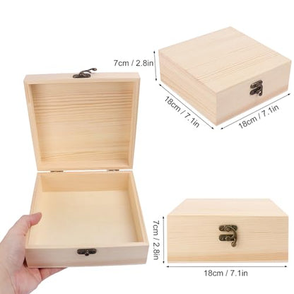 GNIEMCKIN 6 Pack Wooden Box, Unfinished Unpainted Wood Boxes for Crafts, DIY Projects, and Jewelry Storage (7x7x3 inch) - size: 6 Pack (7x7x3 inch)