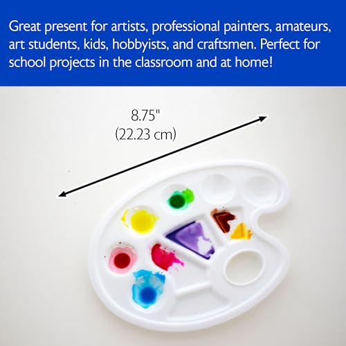 BAZIC Products Paint Palette 10 Mixing Oval Tray w/Thumb Hole, Plastic Paint Pallets for School Adult, DIY Craft Art Acrylic Painting, 288-Packs - color: Oval-10 Wells, size: 288-Pack