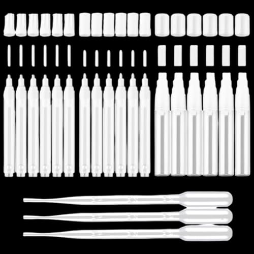 21Pcs Refillable Acrylic Paint Markers 3mm 6mm15mm, Empty Acrylic Markers with 3 ml Dropper, Blank Round Tilted Flat Head Fillable Paint Pen for Adult Painting, Ceramics Graffiti Stone and DIY