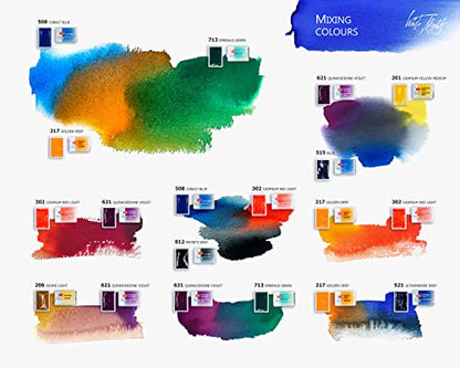 White Nights Watercolor Artists Grade Paint Set Urban, 12 full pans 2.5ml, In Plastic Case by Nevskaya Palitra