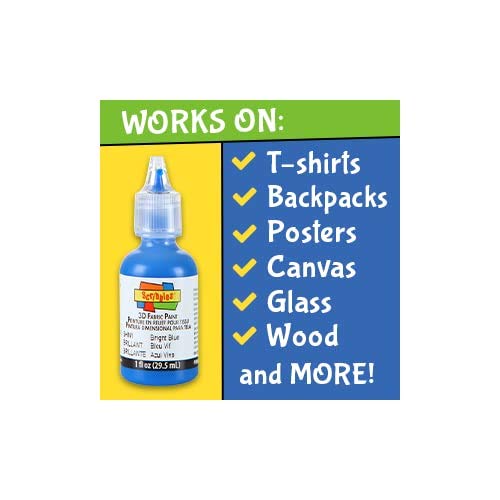 Bulk Buy: Scribbles Shiny 3D Paint - Pack of 20 Ultra Bright, Nontoxic & Permanent Dimensional Paints for Fabrics, T-shirts, Backpacks, Posters, Glass, Wood and More, 1 Fl Oz (Pack of 20)