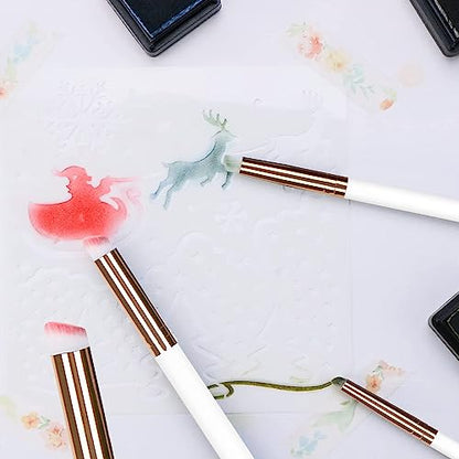 UNIMEIX Mini Blending Brushes for Card Making, Dry Miniature Painting Set Background Blender Paint Brushes Small Detailed Paint Brushes (12 Pack) - color: White