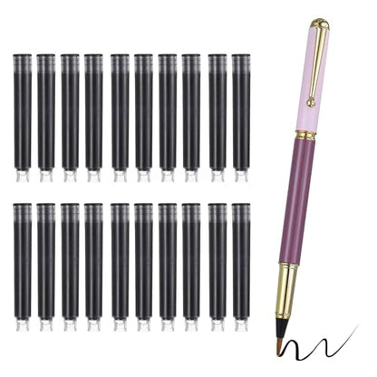 PATIKIL Calligraphy Brush Pens, Refillable Brush Pen Set with Fountain Black Ink Metal Clip Chinese Hand Writing Marker Kits for Lettering Journaling Art Drawing, Dark Pink