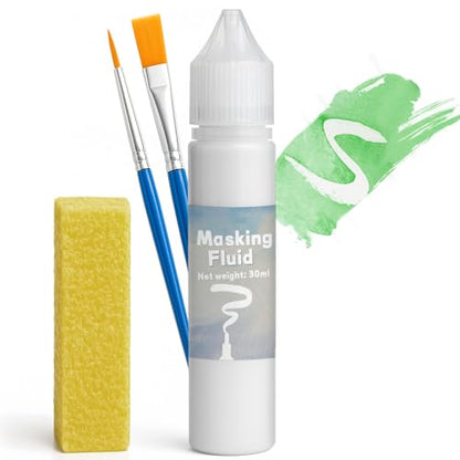 White Masking Fluid for Watercolor Painting 30ml, Fast-Drying, Easy Peel, for Mixed Media & Art Supplies - color: White