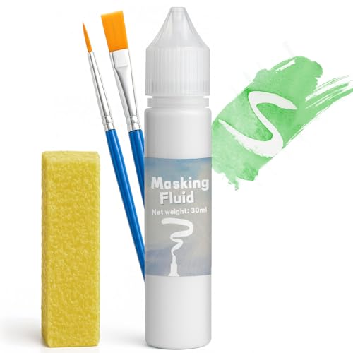White Masking Fluid for Watercolor Painting 30ml, Fast-Drying, Easy Peel, for Mixed Media & Art Supplies - color: White