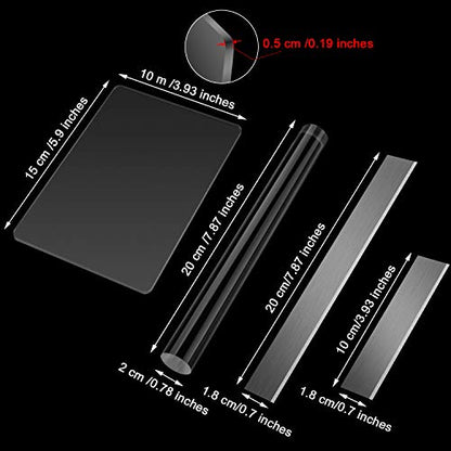 4 Pieces Polymer Clay Cutter Tools Acrylic Solid Clay Roller Pin Clear Sheet Rectangle Shape Backing Board Flexible Polymer Cutters Carbon Steel Blades for DIY Shaping Modelling Sculpting