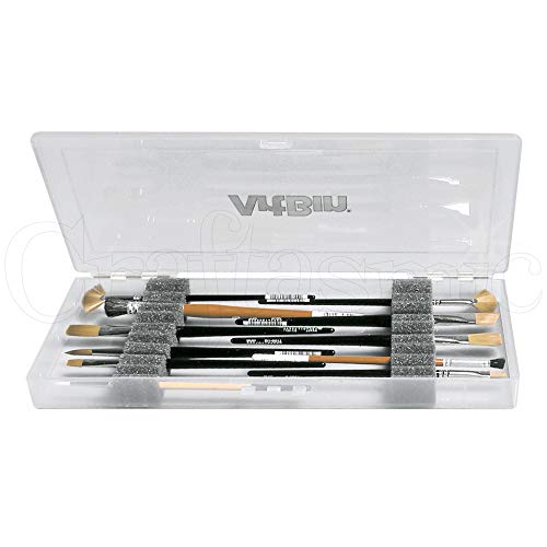 ArtBin KW903 Brush Box with Foam Inserts, Fine Art Portable Paint Brush Organizer, Plastic, Clear, 1.0 Count