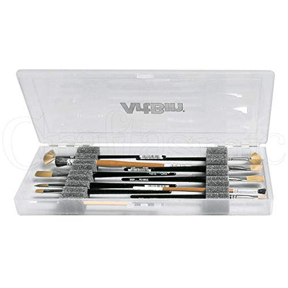 ArtBin KW903 Brush Box with Foam Inserts, Fine Art Portable Paint Brush Organizer, Plastic, Clear, 1.0 Count