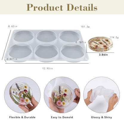 18-Cavity Extra Deep Coaster Resin Molds Silicone,4 Inches Round Coaster Silicone Molds for Resin,Coaster Epoxy Resin Molds for Flower Bouquet