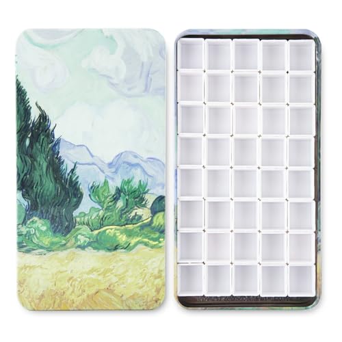 40Pcs Empty Half Pans with Magnetic Stripe Watercolor Paint Travel Tin Palette Case, Artist Paints Half Pan Kits for DIY Watercolor Oils or Acrylics Painting Art Drawing Wheat Field - color: Wheat Field