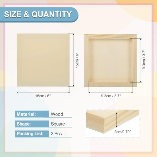 MECCANIXITY 2 Pack Wood Canvas Boards, 6x6 Inch Art Canvases Square Unfinished Wood Panel for Painting, Crafts, DIY Projects, Pouring Art - size: 6x6 Inch