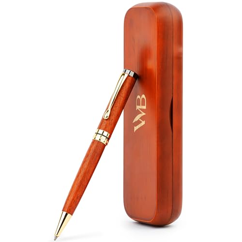 Wordsworth and Black Ballpoint Pen Set - Stunning Luxury Pen Bamboo Cherrywood Gold Finish, Refillable, Best Ball Pen for Men & Women, Black Ink Refill, Elegant, Point Pen - color: Cherry Wood