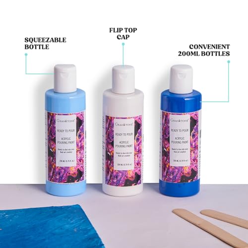 GRANOTONE Premium Acrylic Pouring Paint, Ready-to-Use, Superior High-Flow Formula, Ideal for Canvas, Wood, Paper, Craft & Fluid Art Project 200 ml (SAP GREEN) - color: SAP GREEN