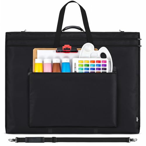 JJRING 36x48 Art Portfolio Tote Bag - Large Carrying Storage Case with Handle & Adjustable Shoulder Strap, Portfolio Folder for Artwork, Posters, Canvas, Drawing Boards - size: 36''*48''