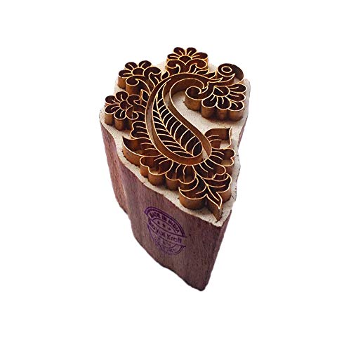 Retro Wooden Block Brass Paisley Designs Clay Printing Stamp BSCtag005 - size: BSCtag005