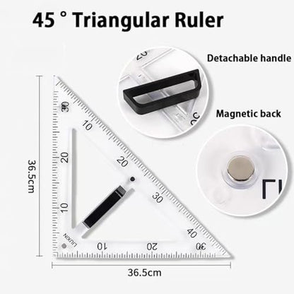 Magnetic Geometry Tool Set Clear Drafting Tools Mathematics Protractor, Triangular Scale Ruler Math Classroom Teaching Measurement Set Oversized Ruler (Transparent 4-piece Set) - color: Transparent 4-piece Set