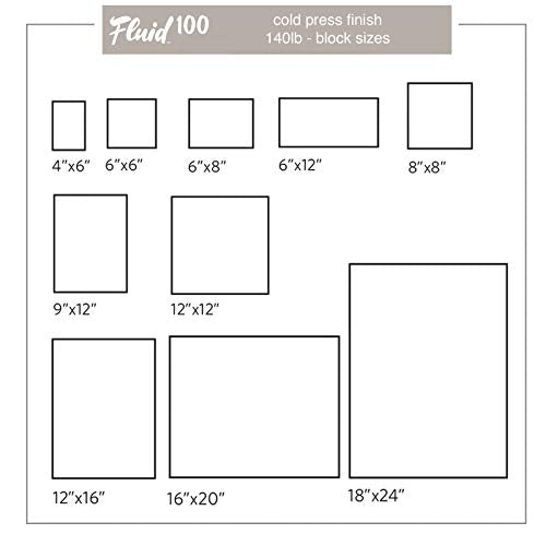 Fluid 100 Watercolor Paper Block, 9 x 12 inches, 15 Sheets, 140 lb (300 GSM) 100% Cotton Cold Press Pad for Artist Painting and Wet Media - size: 9 x 12 (140 lb)