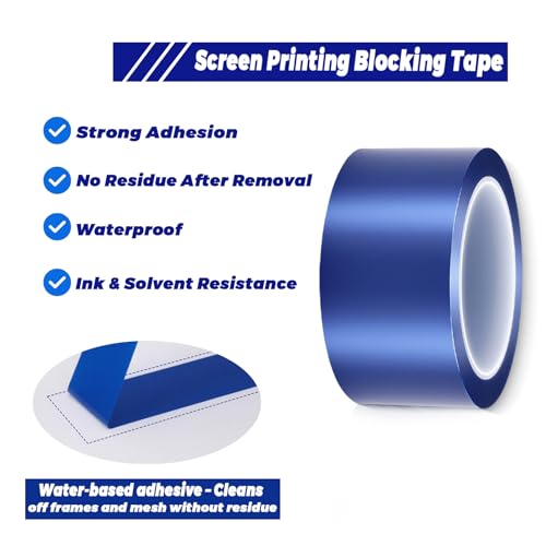 Dorhui 2 Rolls Block Out Tape for Screen Printing – 2Pcs 2" x 72 yd Solvent and Water Resistant Tape, Clean Removal Masking Tape for Silk Screen, Ink Blocking, Frame Protection and Screen Maintenance