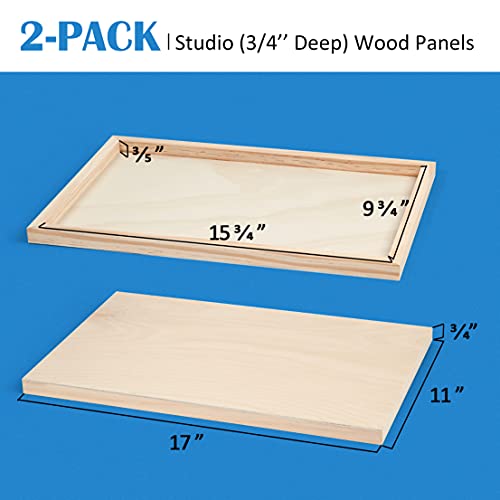 Unfinished Birch Wood Canvas Panels Kit, Falling in Art 2 Pack of 11x17’’ Studio 3/4’’ Deep Cradle Boards for Pouring Art, Crafts, Painting, and More - size: 11*17 2-pack