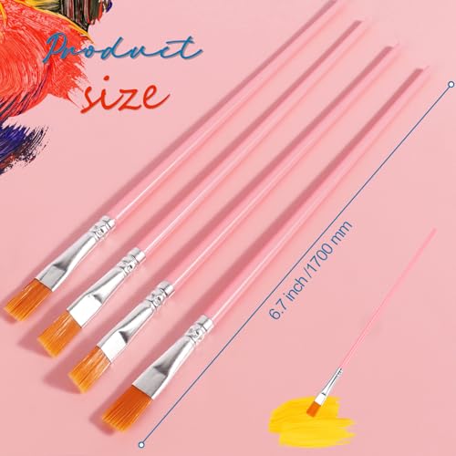 30Pcs Small Paint Brushes Bulk for Kids Flat Nylon Hair Paintbrushes Acrylics Painting Supplies Oil Watercolors Crafts Brush for Students, Children and Adult, Pink - color: Pink