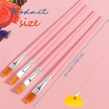 30Pcs Small Paint Brushes Bulk for Kids Flat Nylon Hair Paintbrushes Acrylics Painting Supplies Oil Watercolors Crafts Brush for Students, Children and Adult, Pink - color: Pink