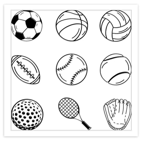 CHGCRAFT Ball Sports Tennis Polymer Clay Texture Sheets Football Pattern Silicone Texture Stamp Volleyball Clay Texture Mat Modeling Pattern Pad Sheets for Jewelry and Earrings Tools, 5.5x5.5 inch - style: Ball Sports