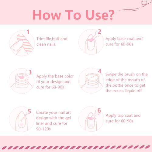 JODSONE Nail Art Gel Liner Set 10 Colors Pink Collection Gel Nail polish Need U V Lamp Cured at Home Salon Design Gifts for Women & Girls - color: LFH01-LFH10