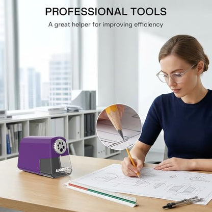 Heavy Duty Electric Pencil Sharpener-6-Hole for 6-12mm Pencils,Auto Start/Stop,Fast 4s Sharpening,Zinc Alloy Blade,10,000+ Sharpenings-Ideal for Classroom,Office & Art Use,Purple(S260) - color: Purple