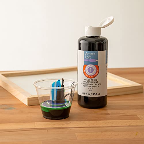 Artist's Loft Black Acrylic Ready-Mixed Pouring Paint - Academic Level 1 Paint for Drawing, Painting, Art & Crafts Supplies - Bulk 12 Pack - color: Black