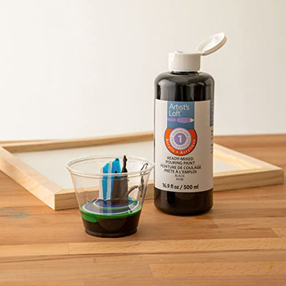 Artist's Loft Black Acrylic Ready-Mixed Pouring Paint - Academic Level 1 Paint for Drawing, Painting, Art & Crafts Supplies - Bulk 12 Pack - color: Black